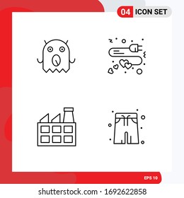 4 Thematic Vector Filledline Flat Colors and Editable Symbols of monster; industry; extension; heart; water Editable Vector Design Elements