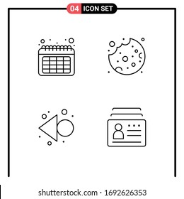 4 Thematic Vector Filledline Flat Colors and Editable Symbols of calendar; badge; cake; arrow; document Editable Vector Design Elements