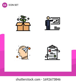 4 Vektorillustrationen mit der Fülllinie Flat Colors and Editable Symbols of Earth Day; menschlich; Aufmachung; Unternehmen; Design-Elemente für Vektorillustrationen mit Gedankenbearbeitung