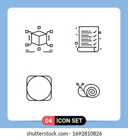 4 Thematic Vector Filledline Flat Colors and Editable Symbols of cube; crypto; box; survey; bug Editable Vector Design Elements