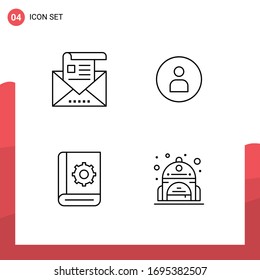 4 Thematic Vector Filledline Flat Colors and Editable Symbols of address; assistant; envelope; worker; help Editable Vector Design Elements