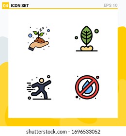 4 Colores planos de vectores temáticos y símbolos de crecimiento editables; fútbol; hoja; aficiones; sin elementos de diseño de vectores editables