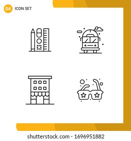 4 Colores planos de vectores temáticos y símbolos editables de pluma; casa; en línea; autobús; materiales de diseño de vectores editables en la tienda