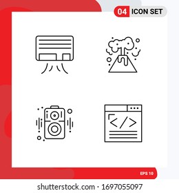 4 Thematic Vector Filledline Flat Colors and Editable Symbols of ac; browser; energy; audio; web content Editable Vector Design Elements