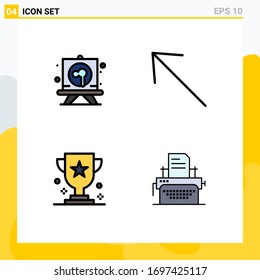 4 Thematic Vector Filledline Flat Colors and Editable Symbols of drawing; game; board; up; sport Editable Vector Design Elements