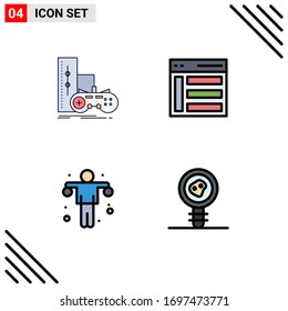 4 Colores planos de vectores temáticos y símbolos de juego editables; usuario; jugar; interfaz; materiales de diseño de vectores editables de ejercicios