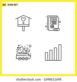 4 Thematic Vector Filledline Flat Colors and Editable Symbols of bird; science; spring; tax; space Editable Vector Design Elements