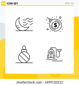 4 Thematic Vector Filledline Flat Colors and Editable Symbols of climate; christmas; sleep; bombshell; decoration Editable Vector Design Elements