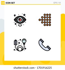 4 Thematic Vector Filledline Flat Colors and Editable Symbols of business; cable; marketing; left; energy Editable Vector Design Elements