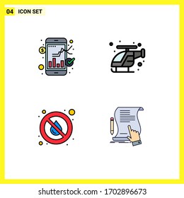 4 Thematic Vector Filledline Flat Colors and Editable Symbols of exchange; no; online trade; helicopter; water Editable Vector Design Elements