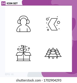 4 Thematic Vector Filledline Flat Colors and Editable Symbols of avatar; earth day; headphone; left; box Editable Vector Design Elements