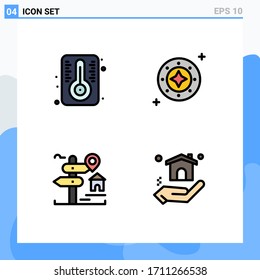 4 Thematic Vector Filledline Flat Colors and Editable Symbols of degree; location; cosmos; space; board Editable Vector Design Elements