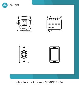 4 Thematic Vector Filledline Flat Colors and Editable Symbols of package; science; parcel; school; tech Editable Vector Design Elements