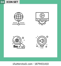 4 Thematic Vector Filledline Flat Colors and Editable Symbols of cloud; computer; global; play; imac Editable Vector Design Elements