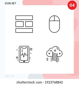 4 Thematic Vector Filledline Flat Colors and Editable Symbols of collage; ladder; layout; phone; reach Editable Vector Design Elements