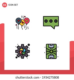 4 Colores planos de línea plana vectorial temática y símbolos editables de la sangre; pieza; boda; mensaje; elementos de diseño de vectores editables por rompecabezas