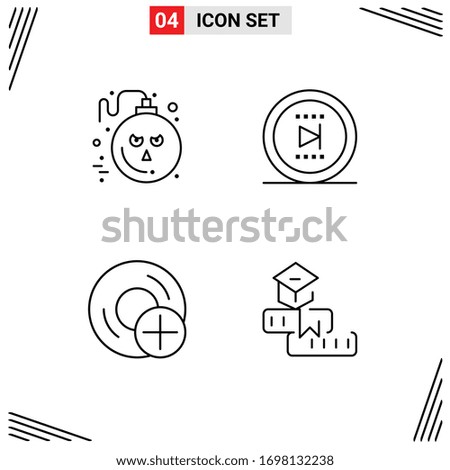 4 Thematic Vector Filledline Flat Colors and Editable Symbols of bomb; computers; scary; online; disc Editable Vector Design Elements