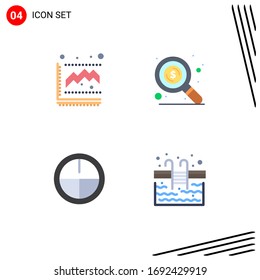 4 Thematic Vector Flat Icons and Editable Symbols of diagram; military; statistics; search; stairs Editable Vector Design Elements