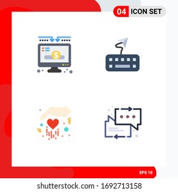 4 Thematic Vector Flat Icons and Editable Symbols of charity; love; donate; type; messages Editable Vector Design Elements