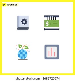 4 Thematic Vector Flat Icons and Editable Symbols of assistant; earth day; instruction; tag; environment Editable Vector Design Elements