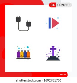 4 Thematic Vector Flat Icons and Editable Symbols of computers; bottle; gadget; eject; ink Editable Vector Design Elements