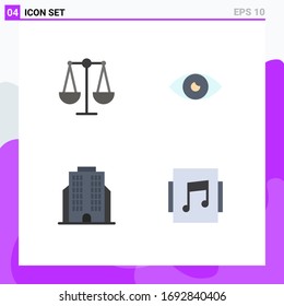 4 Thematic Vector Flat Icons and Editable Symbols of balance; business; app; eye; album Editable Vector Design Elements