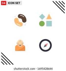 4 Thematic Vector Flat Icons and Editable Symbols of candy; god; sweets; geometric; mythology Editable Vector Design Elements