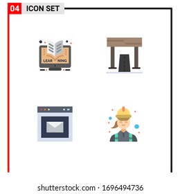 4 Thematic Vector Flat Icons and Editable Symbols of online; browser; online; finish; webpage Editable Vector Design Elements