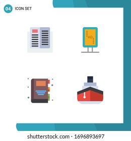 4 Iconos planos vectoriales temáticos y símbolos editables de e; volver a la escuela; aprendizaje; marca; elementos de diseño de vectores editables de educación
