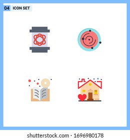 4 Thematic Vector Flat Icons and Editable Symbols of barrel; dvd; space; medical; online Editable Vector Design Elements