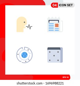 4 Thematic Vector Flat Icons and Editable Symbols of audio; paper; speech; news; business Editable Vector Design Elements