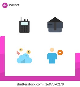 4 Thematic Vector Flat Icons and Editable Symbols of communication; avatar; bag; cloud; delete Editable Vector Design Elements