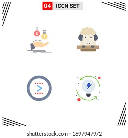 4 Thematische Vektorillustration Flache Symbole und redaktionelle Symbole für Münzen; Pfeil; Zahlung; Lamm; Design-Elemente für Vektorillustrationen mit bearbeitbarer Oberfläche