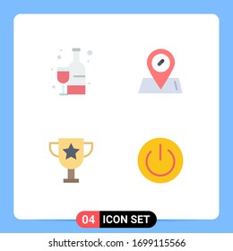 4 Thematic Vector Flat Icons and Editable Symbols of shopping; trophy; drink; pills; ecology Editable Vector Design Elements
