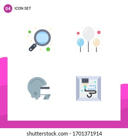4 Thematic Vector Flat Icons and Editable Symbols of knowledge; football; school; celebration; machine Editable Vector Design Elements