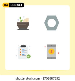 4 Thematic Vector Flat Icons and Editable Symbols of hospital; pharmacy; soup; tools; mobile Editable Vector Design Elements