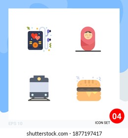 4 Thematic Vector Flat Icons and Editable Symbols of headphone; food; baby; railway; 5 Editable Vector Design Elements