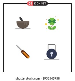 4 Iconos planos vectoriales temáticos y símbolos editables del intestino; herramienta; alimentos; hoja; herramientas Elementos de diseño de vectores editables