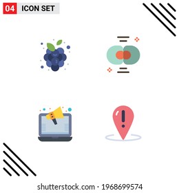 4 Thematic Vector Flat Icons and Editable Symbols of autumn fruits; ads; vineyard; cell; online Editable Vector Design Elements