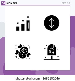 4 Thematic Vector Solid Glyphs and Editable Symbols of achievements; valentine; positions; candy; pop Editable Vector Design Elements