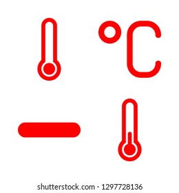 4 thermometer icons with celsius degrees sign and minus in this set