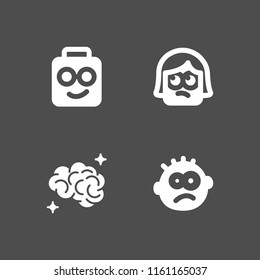 4 think icons in vector set. confused, brain and nerd illustration for web and graphic design