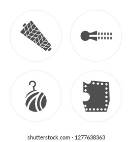 4 Thread, Ball of wool, slide fastener, Material modern icons on round shapes, vector illustration, eps10, trendy icon set.