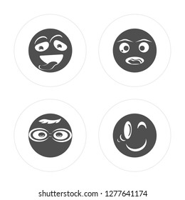 4 Ti, Nerd, Angry, Wink modern icons on round shapes, vector illustration, eps10, trendy icon set.