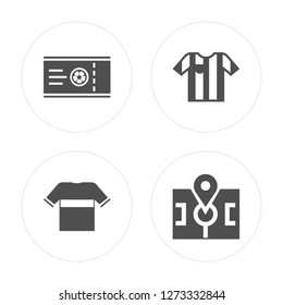 4 Ticket, Tshirt, Referee, Point modern icons on round shapes, vector illustration, eps10, trendy icon set.