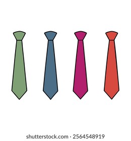 4 tie different style art illustration on white background