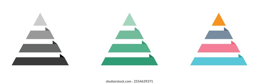 4 tier pyramid vector infographic design