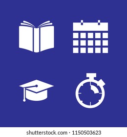 4 time icons in vector set. school, calendar and stopwatch illustration for web and graphic design