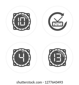 4 Time, Time modern icons on round shapes, vector illustration, eps10, trendy icon set.