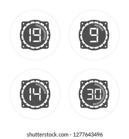 4 Time, Time modern icons on round shapes, vector illustration, eps10, trendy icon set.